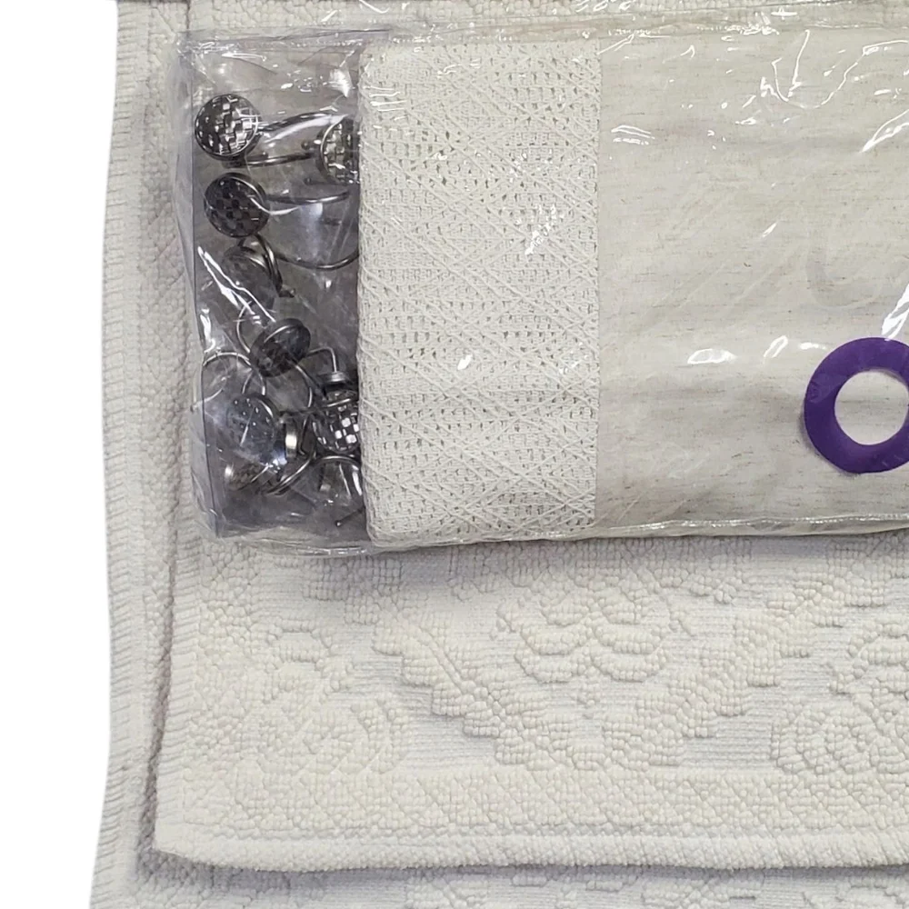 New Better Homes And Gardens Harbor Crochet Off White Bath Set